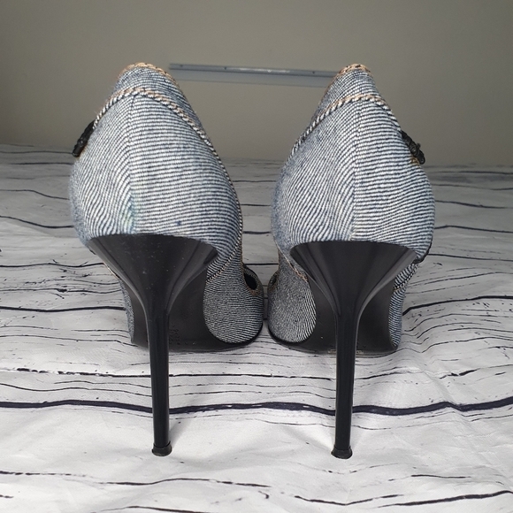Casadei Made In Italy Denim Pointy Toe Stiletto Pumps Size 10 EU 40 - Picture 3 of 13